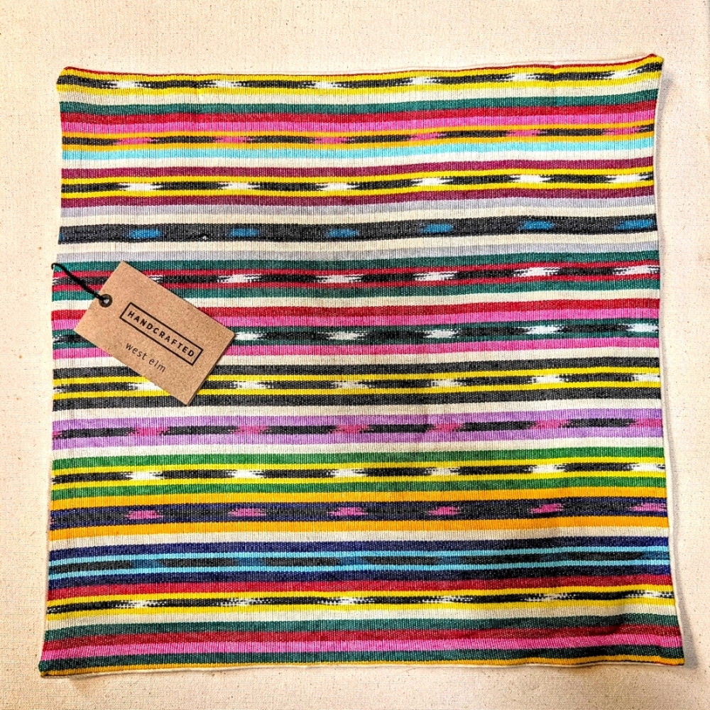 HANDCRAFTED WEST ELM PASTEL STRIPE PILLOW COVER